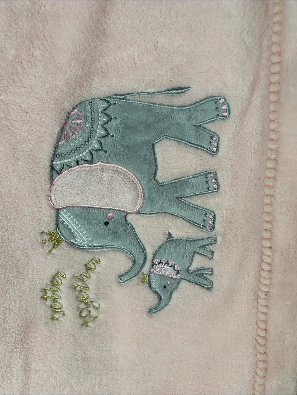 NoJo Better Together Elephant Mom & Baby Blanket Pink Gray Tiara Crown RARE HTF